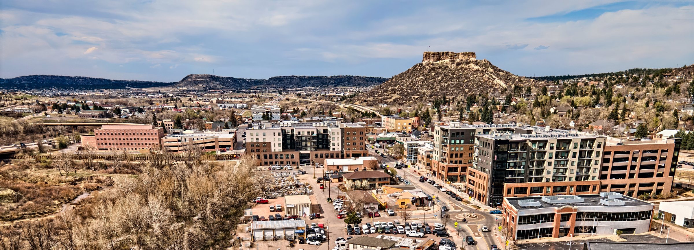 Downtown Castle Rock, Colorado from above