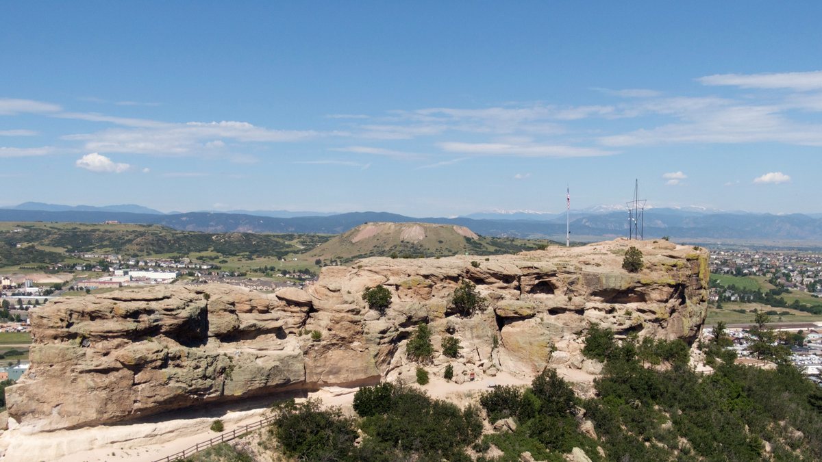 Aerial view of Castle Rock, Colorado, and the surrounding Douglas County landscape